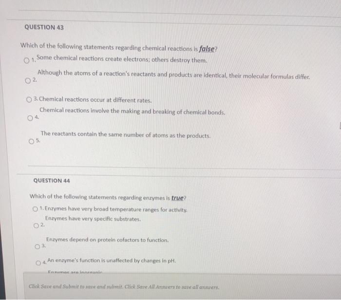 Solved QUESTION 43 Which of the following statements