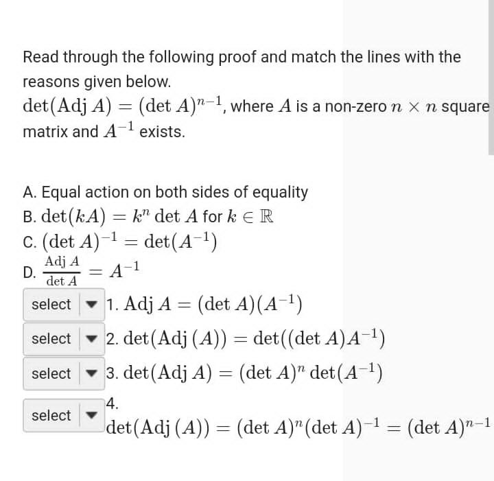 Solved Read through the following proof and match the lines | Chegg.com