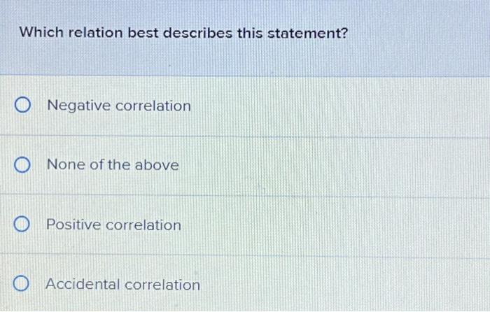 Which relation best describes this statement? O | Chegg.com