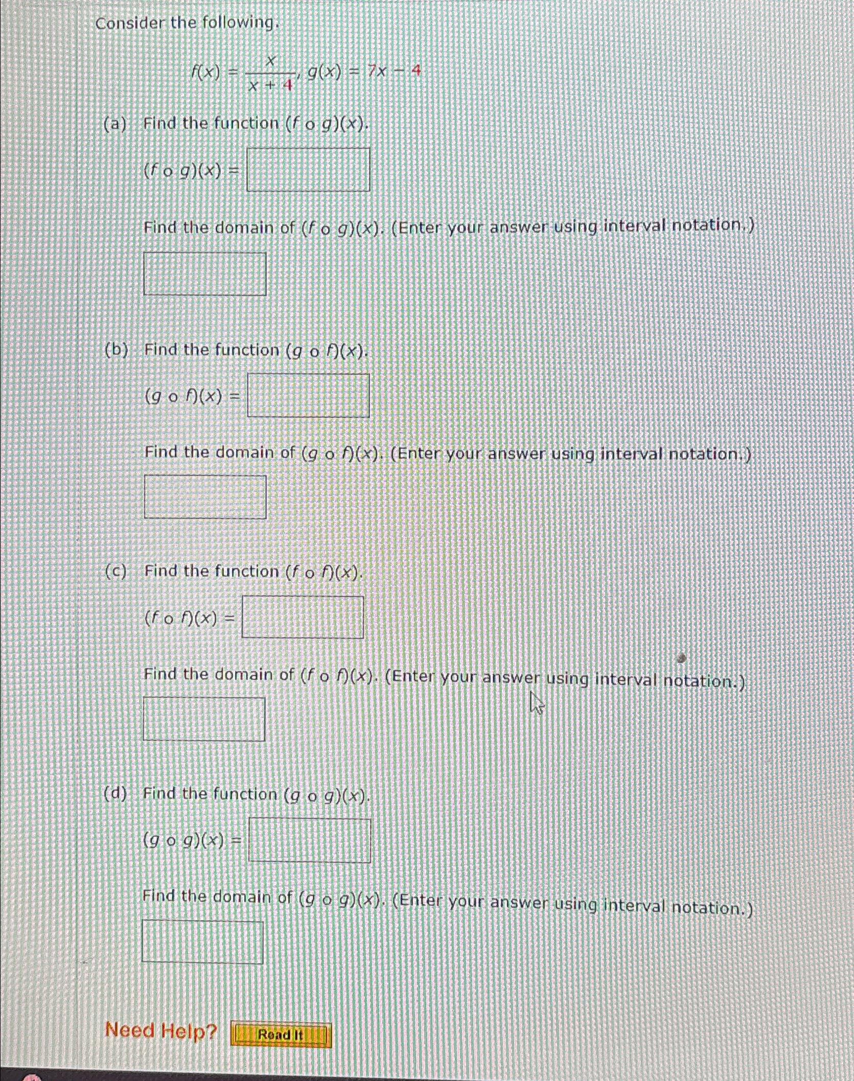 solved-consider-the-following-f-x-xx-4-g-x-7x-4-a-find-chegg
