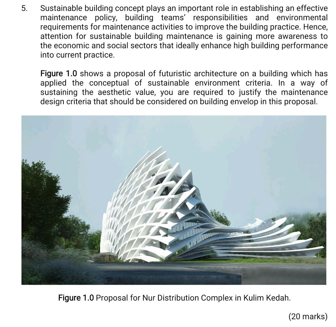 Solved 5. Sustainable building concept plays an important | Chegg.com