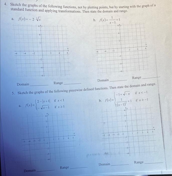 Solved Sketch the graphs of the following functions, not by | Chegg.com