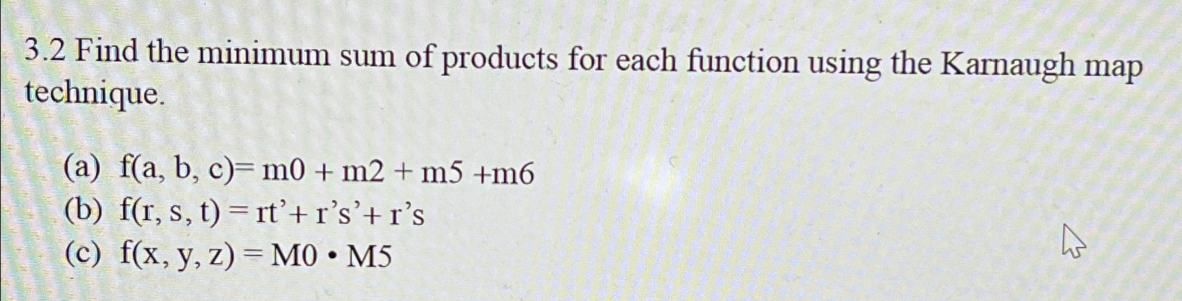 Solved 3.2 ﻿Find The Minimum Sum Of Products For Each | Chegg.com