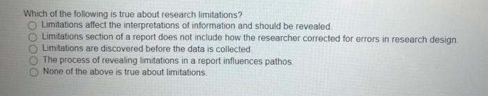 Solved Which of the following is true about research | Chegg.com