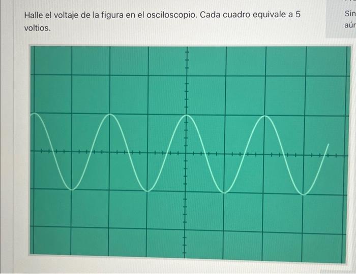 Halle el voltaje de la figura en el osciloscopio. Cada cuadro equivale a 5 voltios.