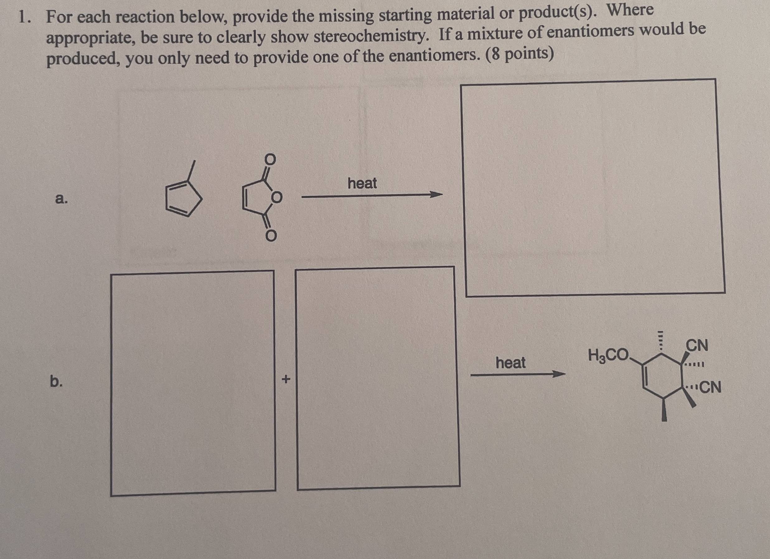 Solved For each reaction below, provide the missing starting | Chegg.com