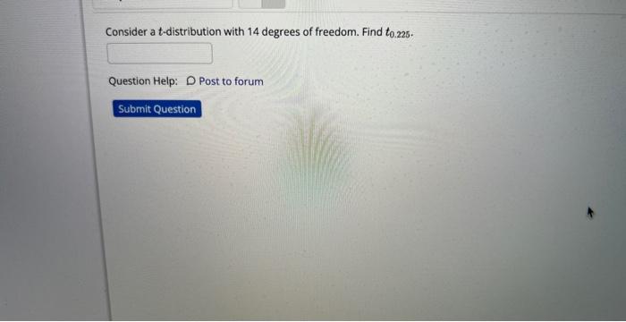 Solved Consider A T-distribution With 14 Degrees Of Freedom. | Chegg.com