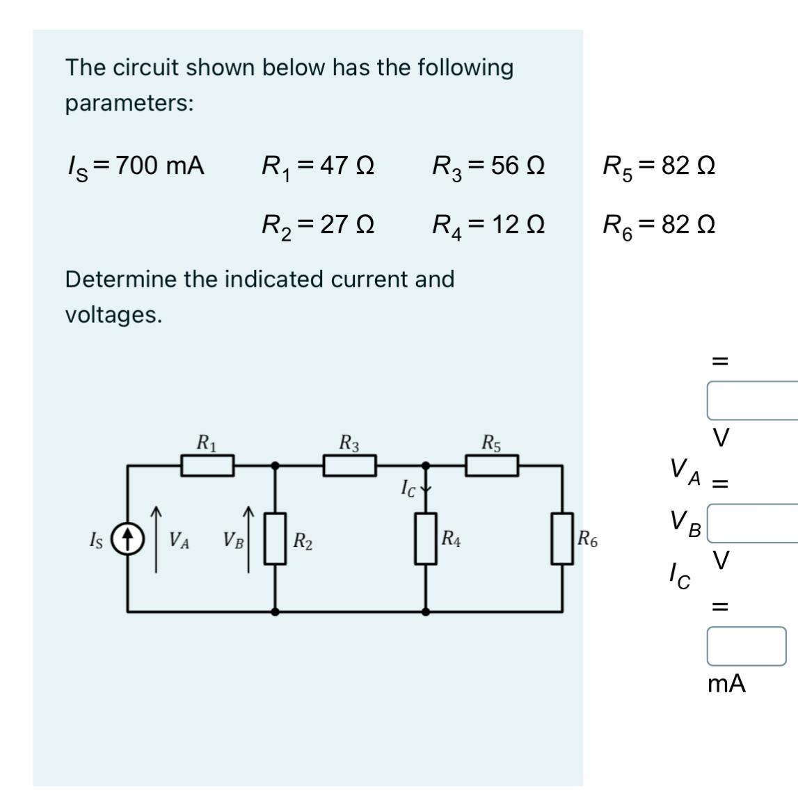 Solved The circuit shown below has the following | Chegg.com