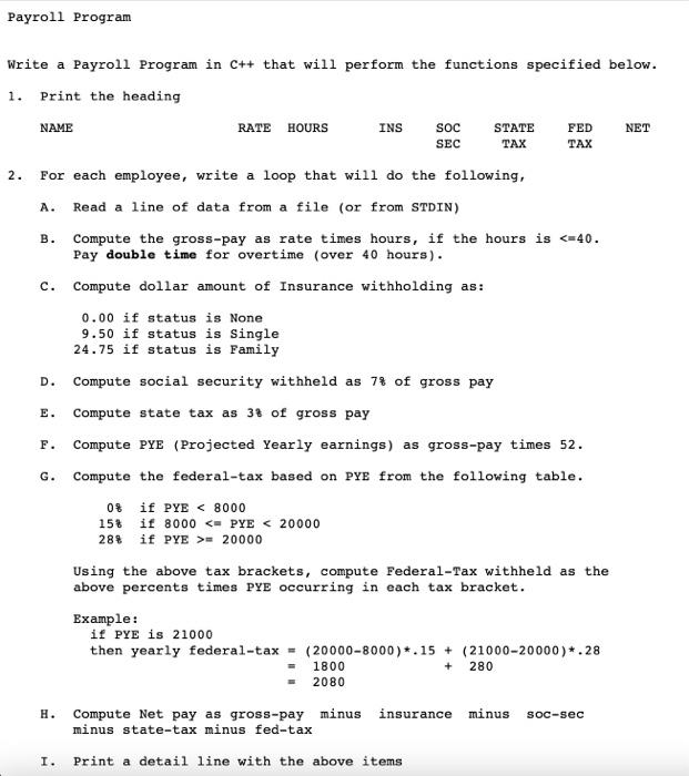Solved Payroll Program Write a Payroll Program in C++ that | Chegg.com