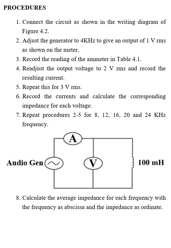 Solved PROCEDURES 1. Connect the circuit as shown in the | Chegg.com