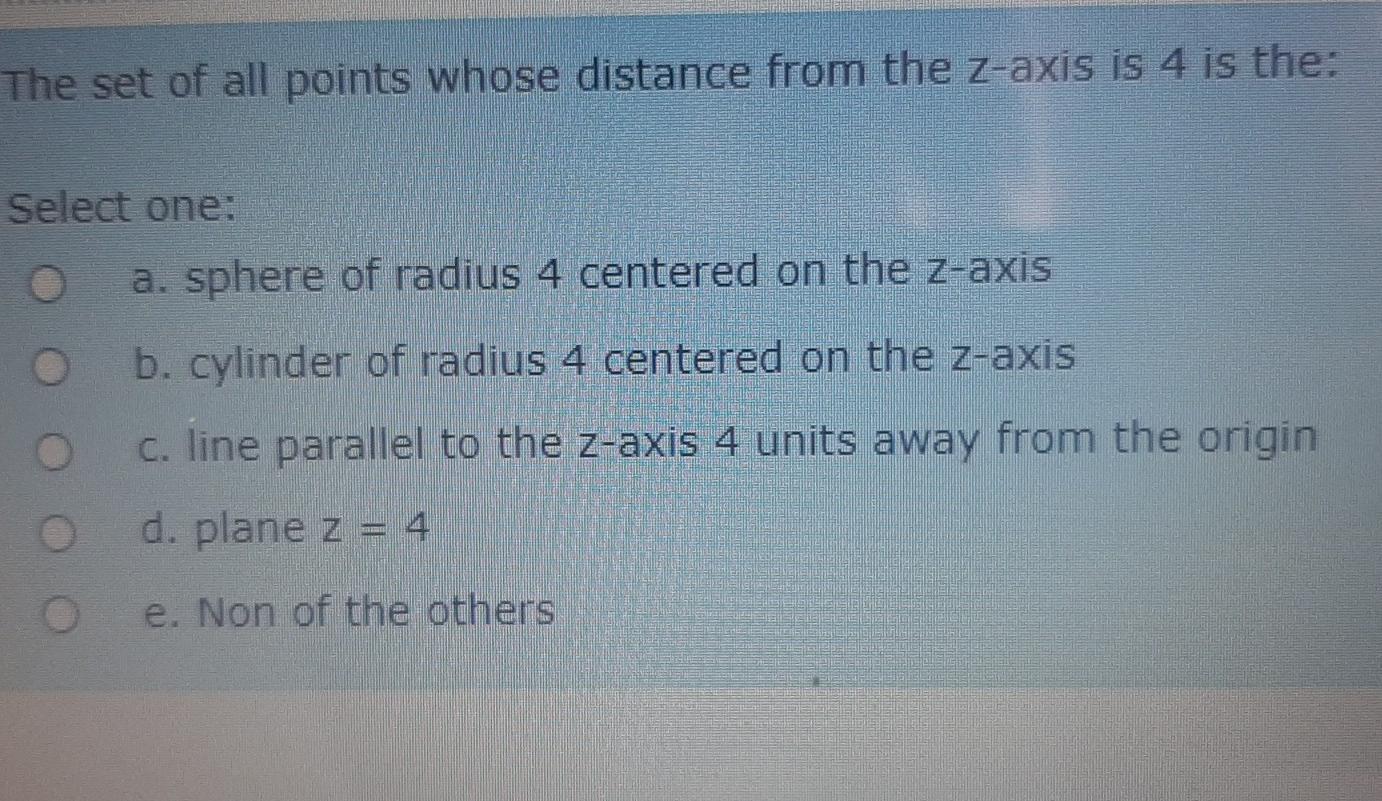 Solved The set of all points whose distance from the z-axis | Chegg.com