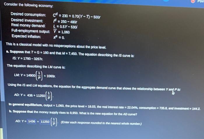 Solved Consider the following economy: This is a classical | Chegg.com