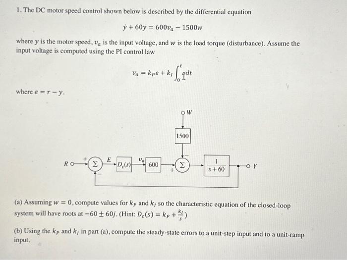 Solved 1. The DC motor speed control shown below is | Chegg.com