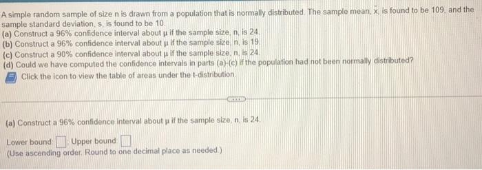 Solved A simple random sample of size n is drawn from a | Chegg.com