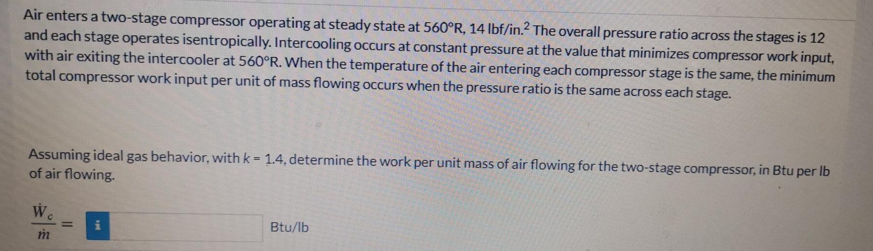 Solved Air enters a two-stage compressor operating at steady | Chegg.com