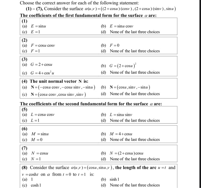 Solved Choose The Correct Answer For Each Of The Followin Chegg Com