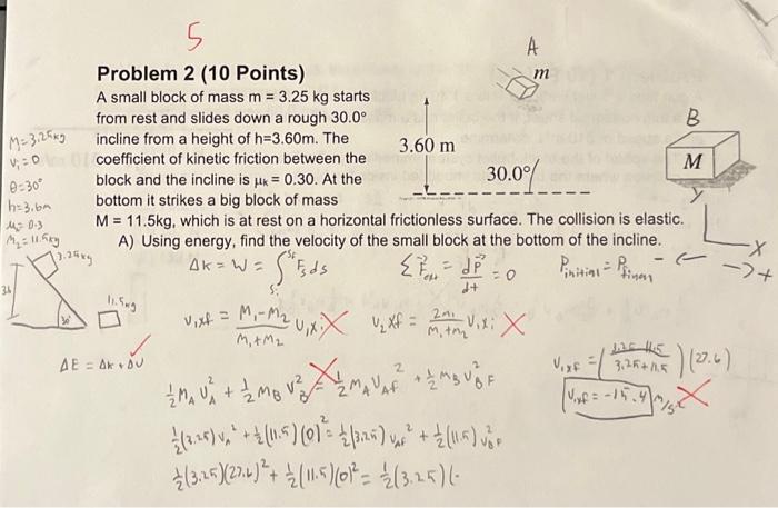 Problem 2 (10 Points) A small block of mass m=3.25 kg | Chegg.com