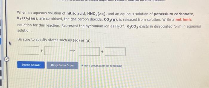 Solved When an aqueous solution of nitric acid, HNO3(aq), | Chegg.com