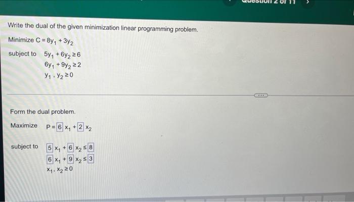 Solved Write the dual of the given minimization linear | Chegg.com