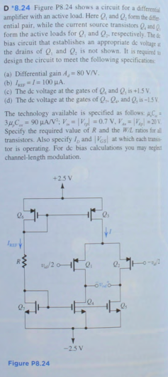 Solved shows a circuit for a differential. amplifier with an | Chegg.com