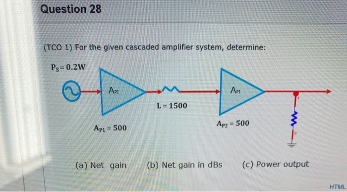 Solved Question 28 (TCO 1) For the given cascaded amplifier | Chegg.com