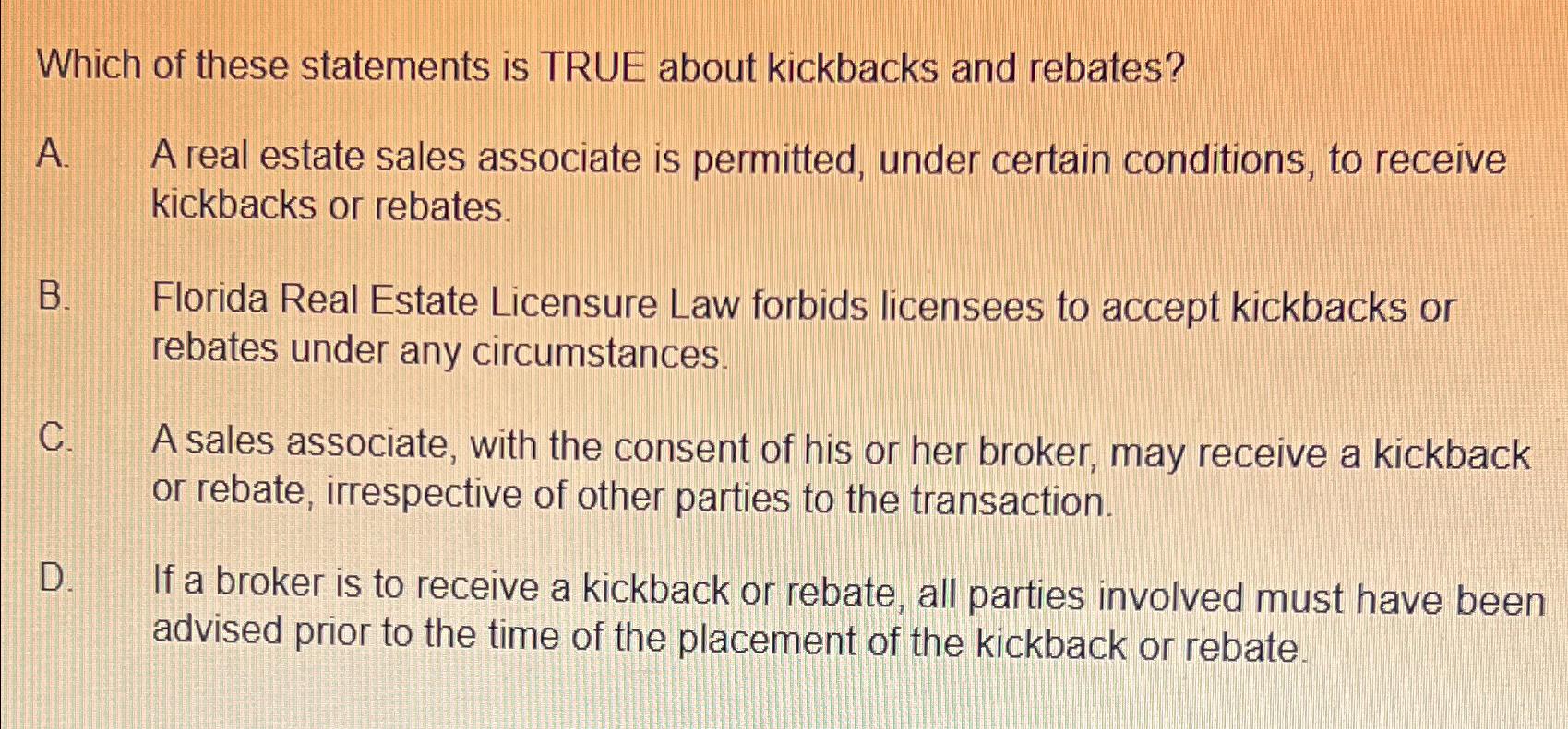 Solved Which of these statements is TRUE about kickbacks and | Chegg.com