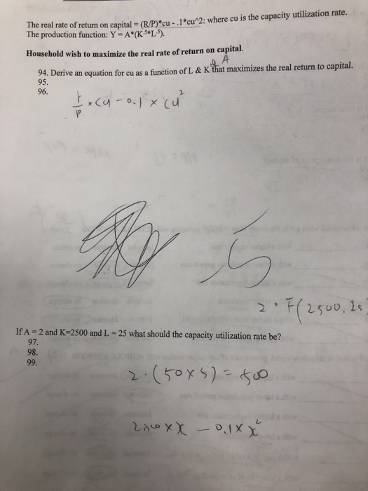 Solved The real rate of return on capital = (R/P)cu-1*cu^2