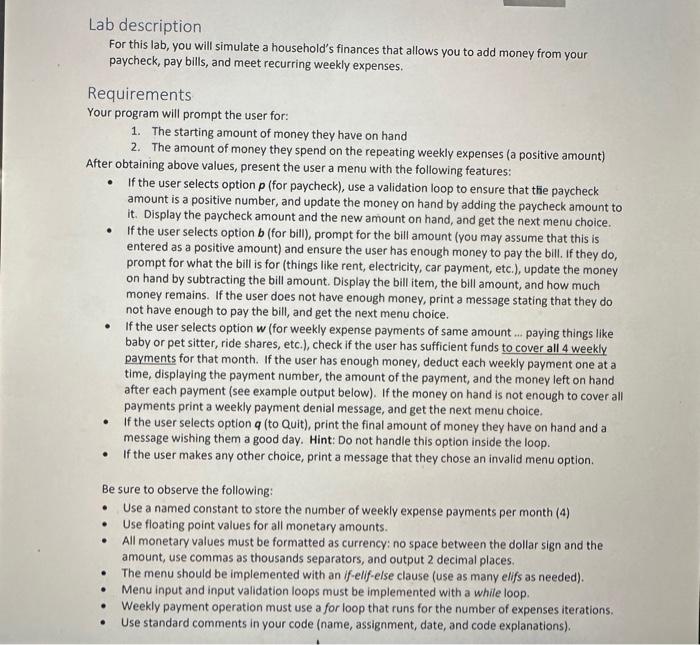 Solved Lab description For this lab, you will simulate a | Chegg.com