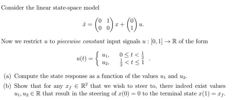 Solved Consider The Linear State-space Model 