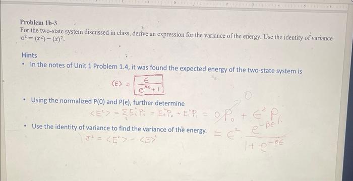 Solved Problem 1b-3 For The Two-state System Discussed In | Chegg.com