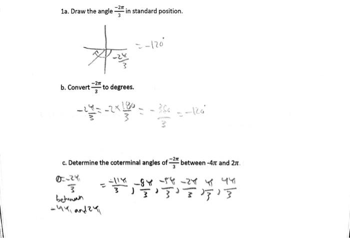 Solved 1a. Draw the angle 3−2π in standard position. b. | Chegg.com