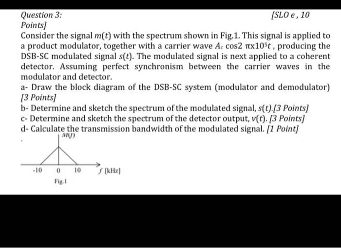 Solved Question 3: [SLO e, 10 Points] Consider the signal | Chegg.com