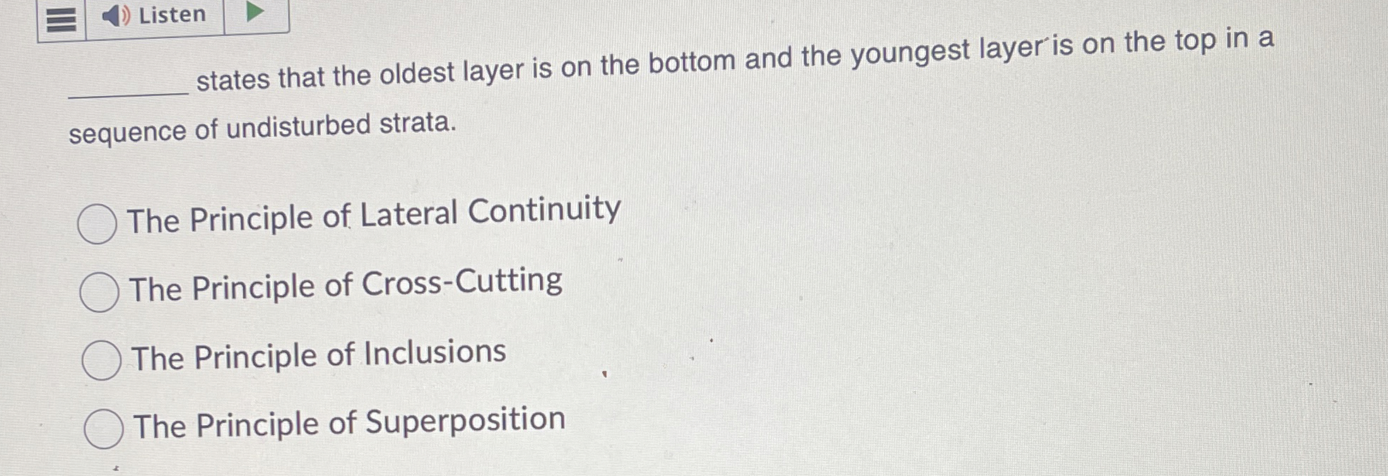 Solved states that the oldest layer is on the bottom and the | Chegg.com