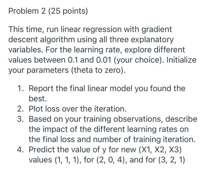 Gradient descent homework image