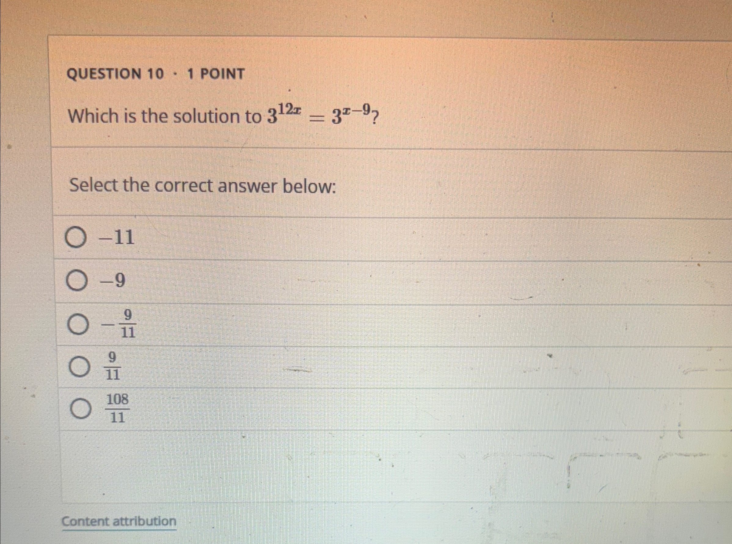 Solved QUESTION 10 - 1 ﻿POINTWhich is the solution to | Chegg.com
