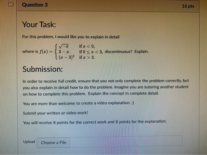 Solved Question 3 16 pts Your Task: For this problem, I | Chegg.com