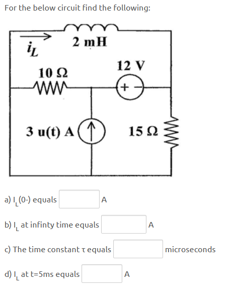 Solved For the below circuit find the following: | Chegg.com