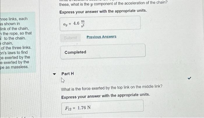 Solved A Student Suspends A Chain Consisting Of Three Links, | Chegg.com