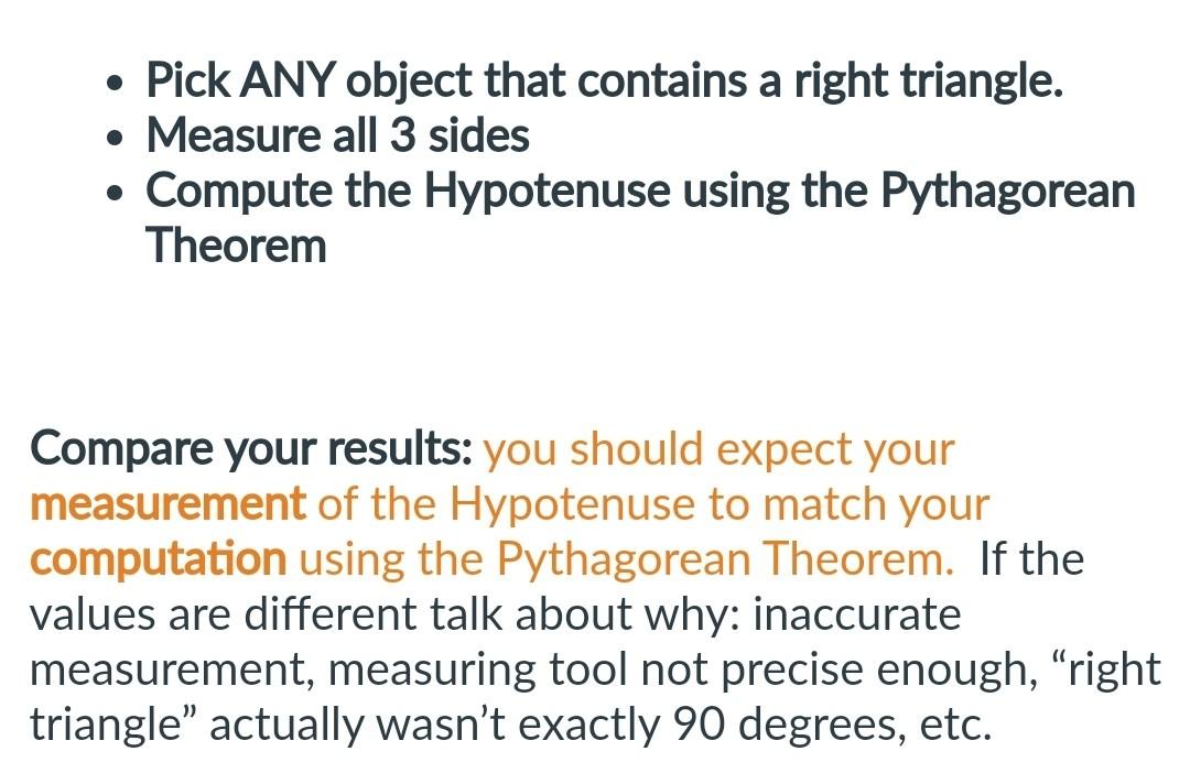 Solved - Pick ANY object that contains a right triangle. - | Chegg.com
