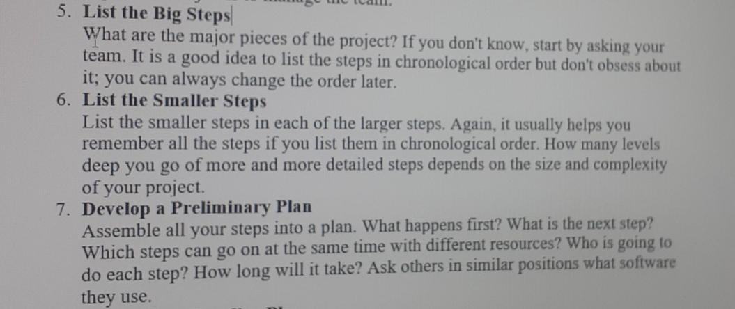 Solved 5. List the Big Steps What are the major pieces of | Chegg.com