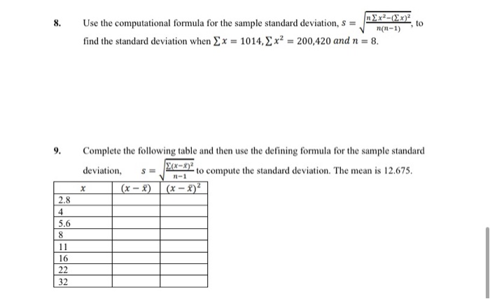 Solved N Xx2 2x To V N N 1 Use The Computational Formu Chegg Com