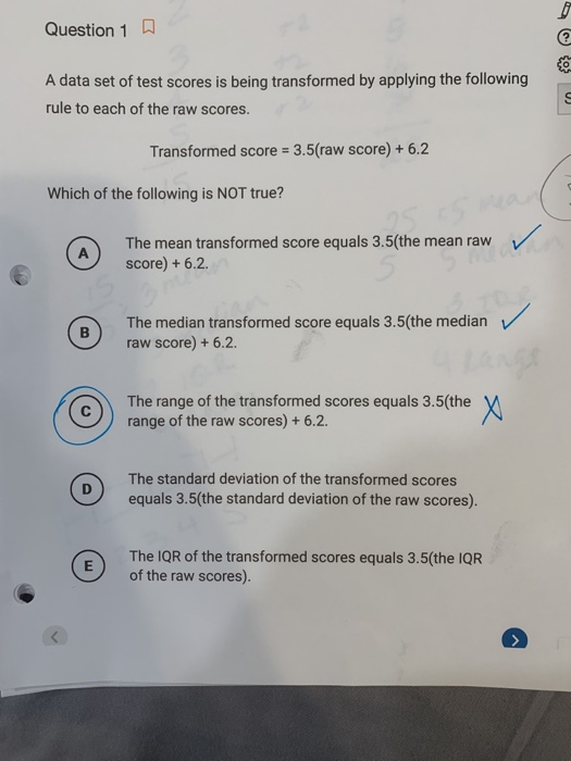 Solved Question 1 0 @ A data set of test scores is being | Chegg.com