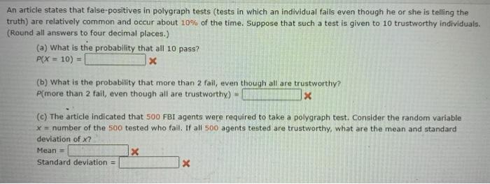 Solved An article states that false-positives in polygraph | Chegg.com