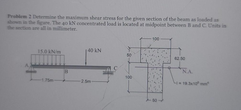 Solved Problem 2 Determine the maximum shear stress for the | Chegg.com