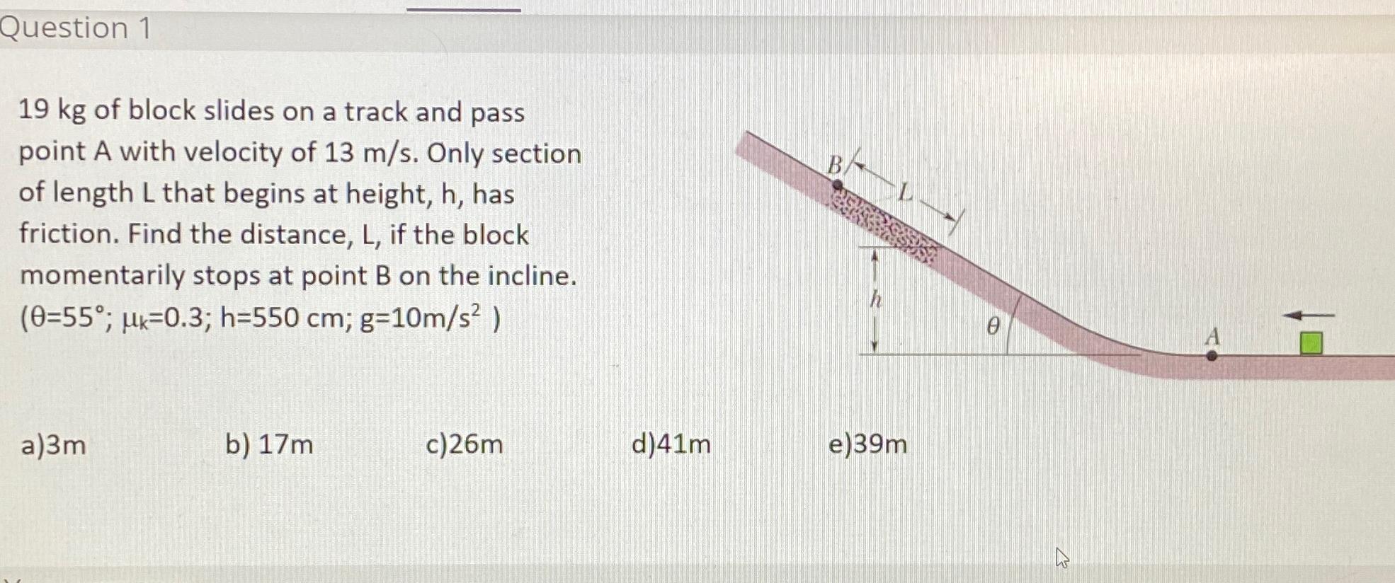 Solved Question 119kg ﻿of block slides on a track and pass | Chegg.com