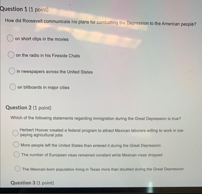 Solved Question 1 (1 point) How did Roosevelt communicate