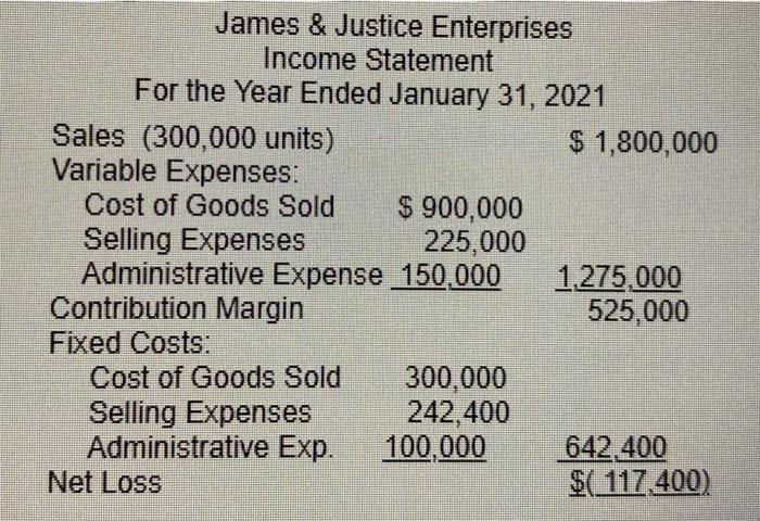Solved An income statement for James & Justice Enterprises | Chegg.com