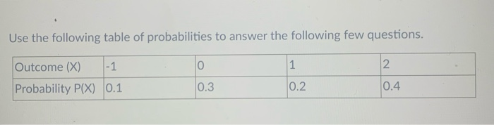 Proability Table. Question Solved Use the following table of probabilities to answer | Chegg.com