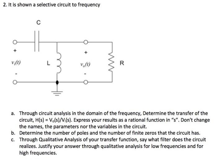 Solved 2. It is shown a selective circuit to frequency С L | Chegg.com