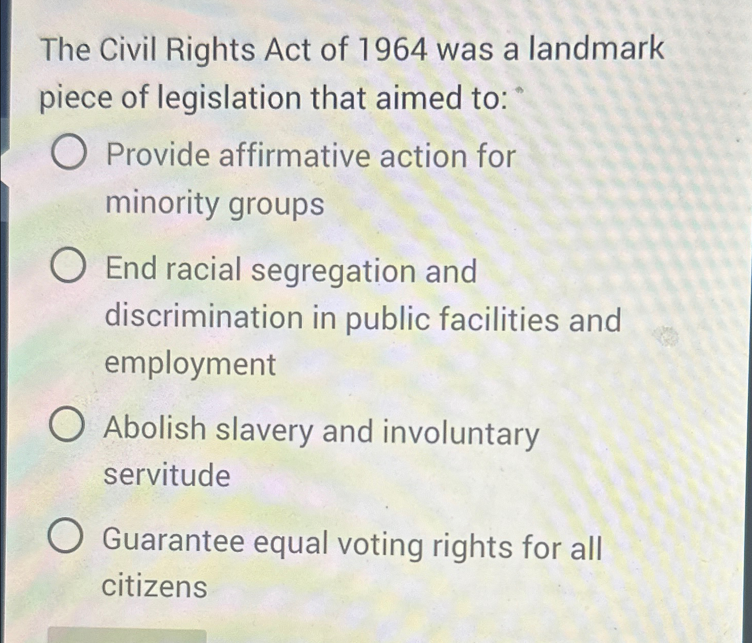 Solved The Civil Rights Act of 1964 ﻿was a landmark piece of | Chegg.com